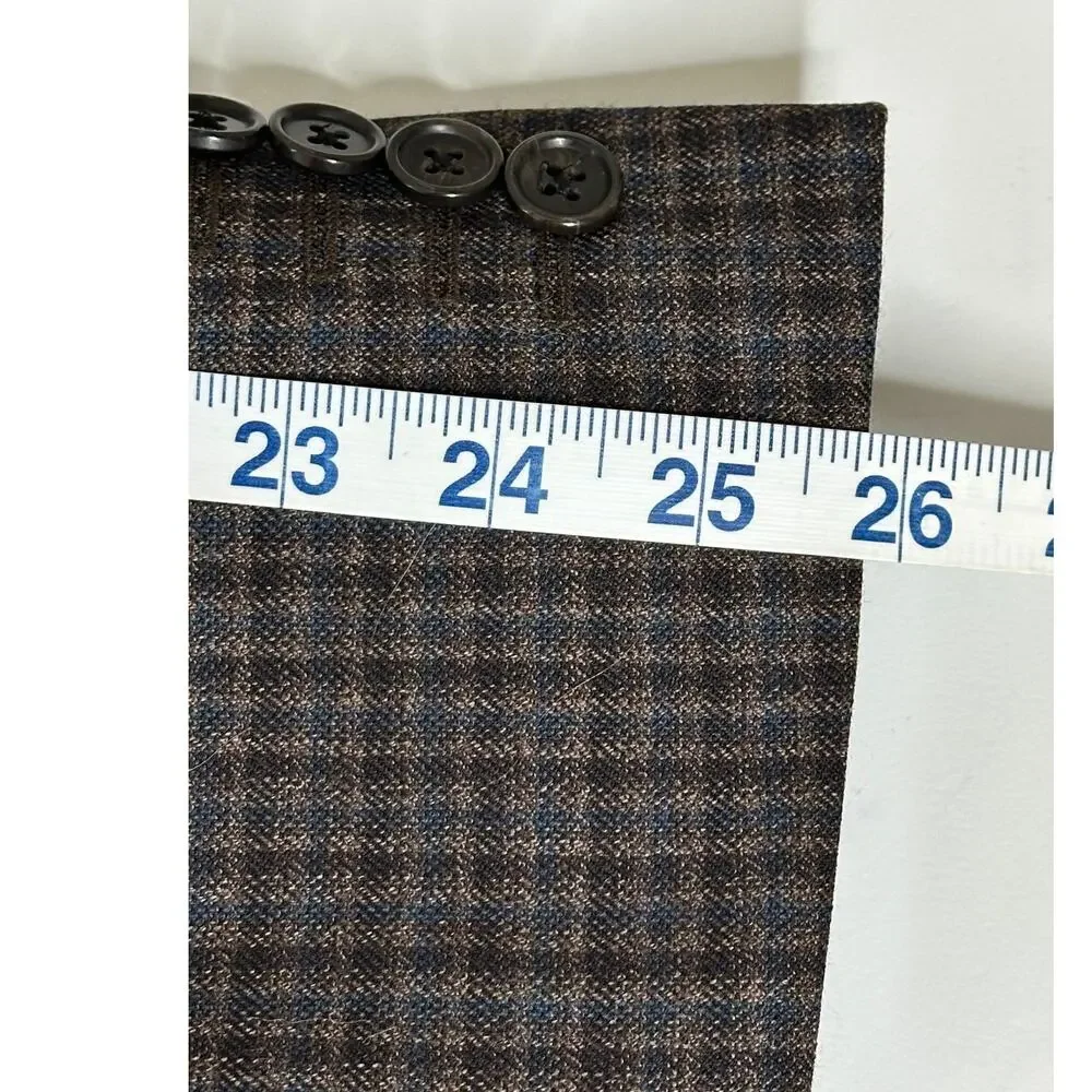 Ralph by Ralph Lauren Blazer Jacket Mens 42R Slim Fit Brown Blue Check Lined